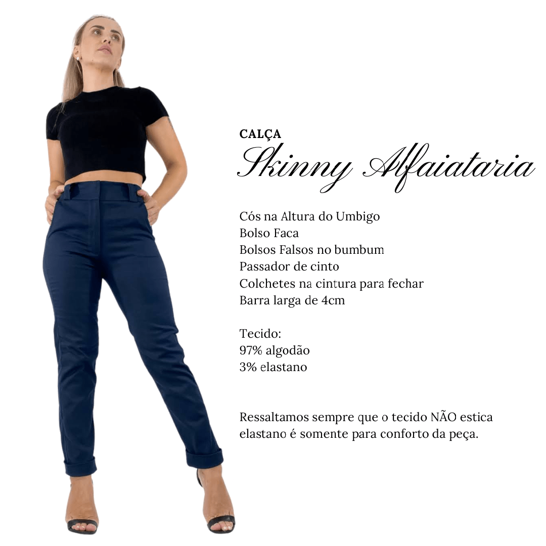 Skinny Cropped Alfaiataria Azul Marinho