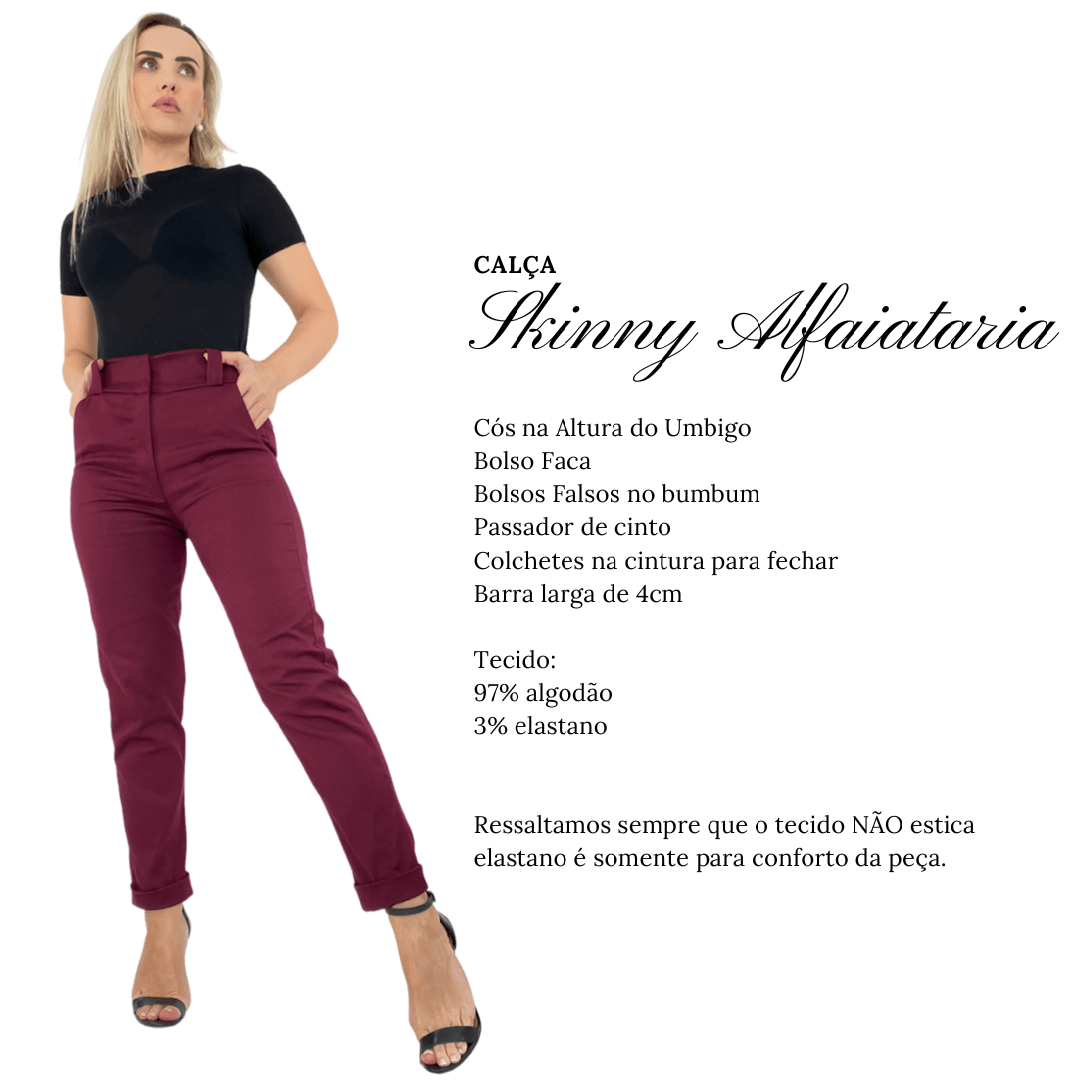 Skinny Cropped Alfaiataria Bordo