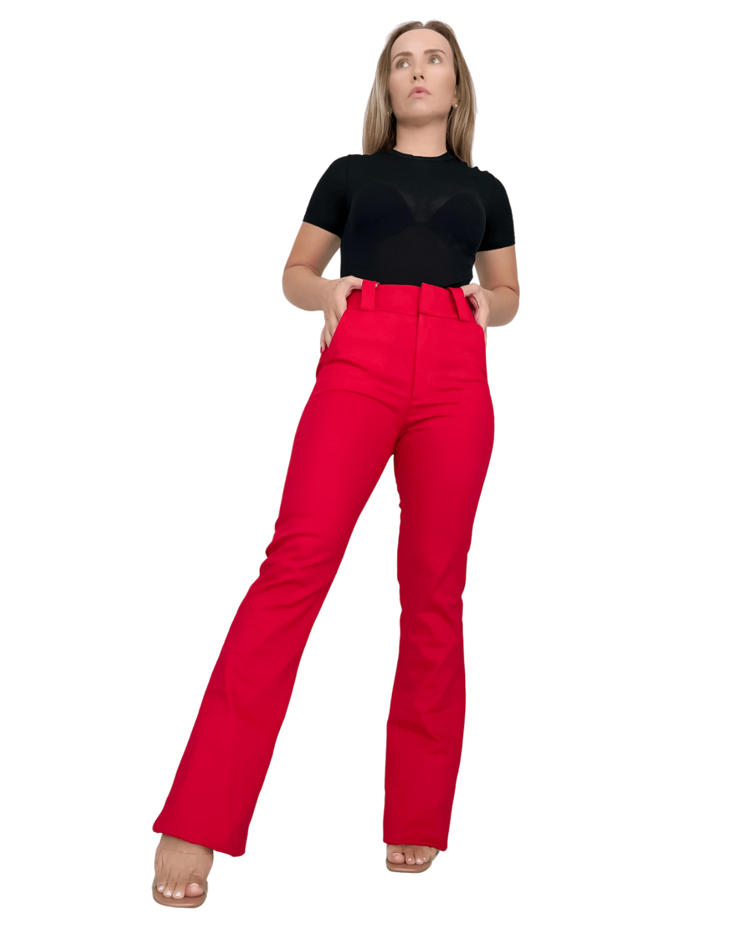 Calça Flare Alfaiataria Vermelha