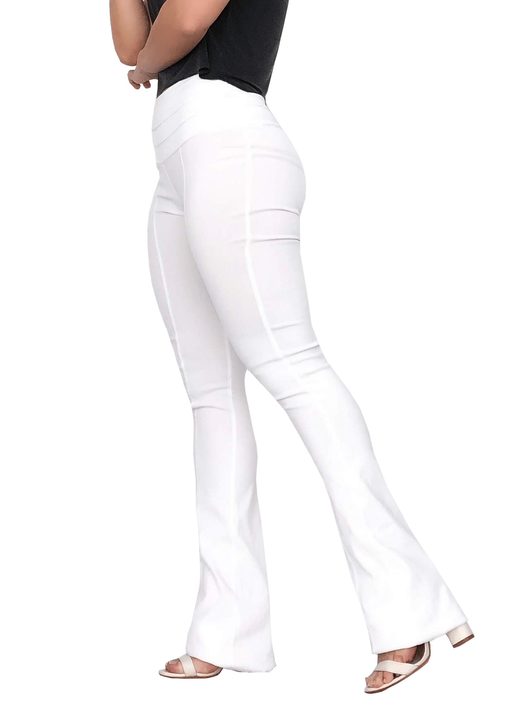 calça flare branca lycra