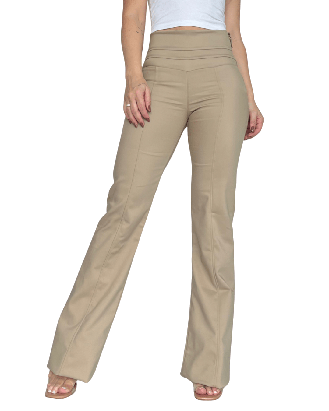 Calça Flare Cintura Alta BEGE