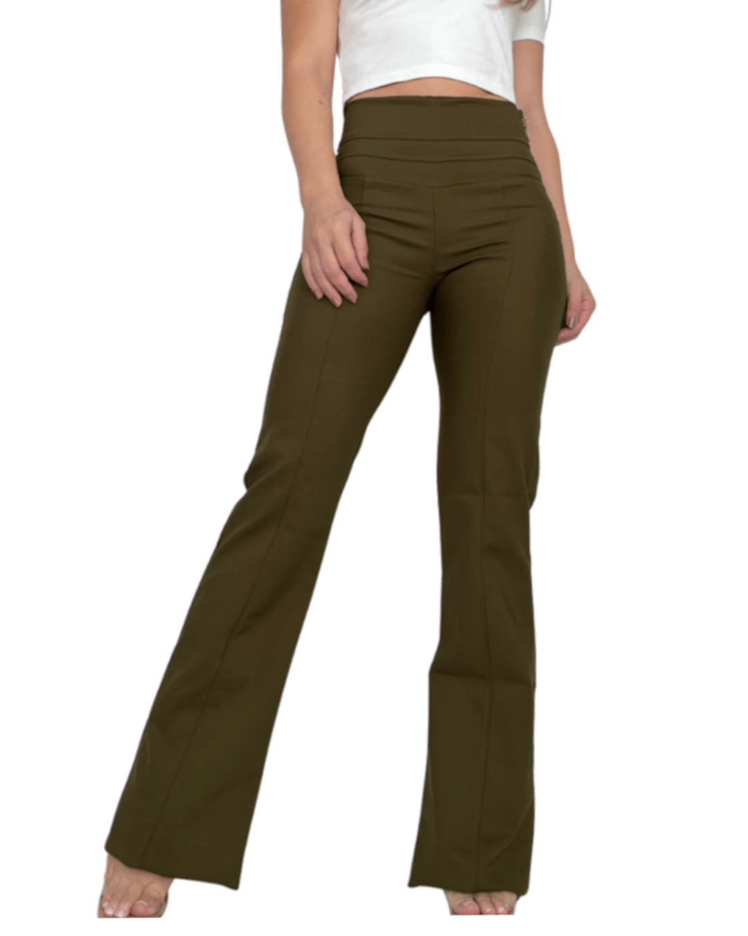 Calça Flare Cintura Alta VERDE MILITAR