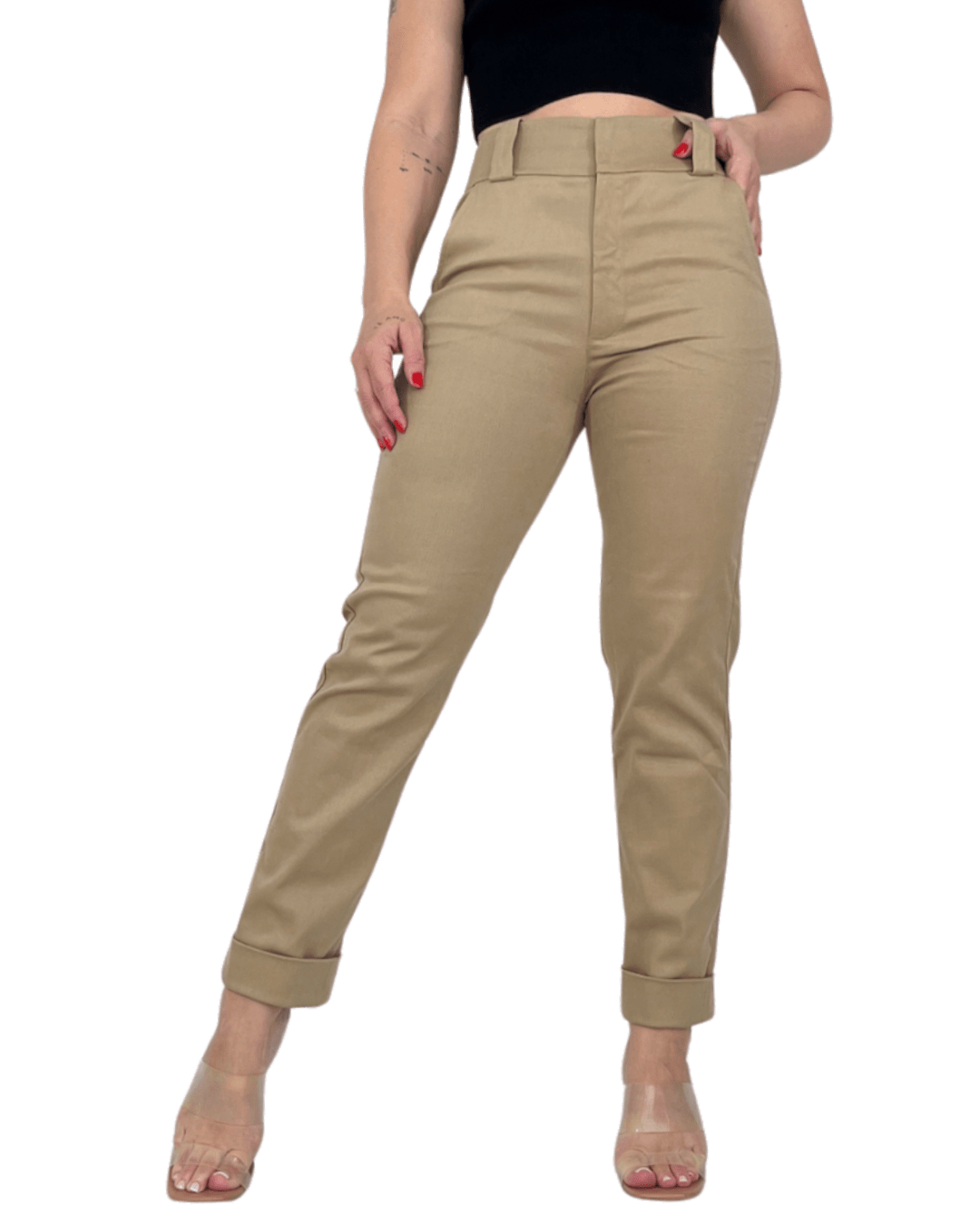 Calça SKINNY Cropped ALFAIATARIA Caqui