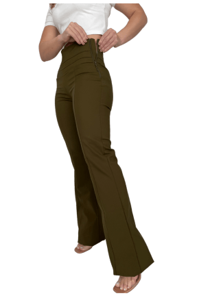 Calça Flare Cintura Alta VERDE MILITAR