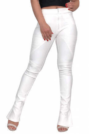 calça de couro branca feminina