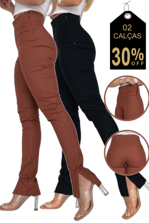 KIT COM 2 CALÇAS SKINNY CINTURA ALTA