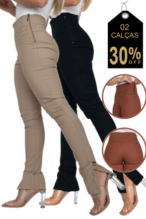 KIT COM 2 CALÇAS SKINNY CINTURA ALTA